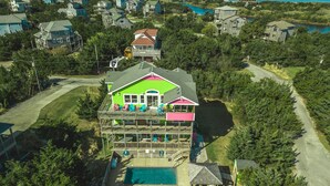 A multi-story house with a large deck and a swimming pool. -  360 views new outside, air purf, pool best beds always updating. Booking 2025 (Avon)