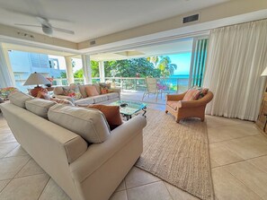 Flat-screen TV, DVD player, books, video library - Beautiful ocean front Coral Gardens- 
Grace Bay Beach, 2 bedroom, sleeps 6 (Grace Bay)