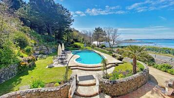 Outdoor pool, open 9:00 AM to 5:00 PM, pool umbrellas, sun loungers