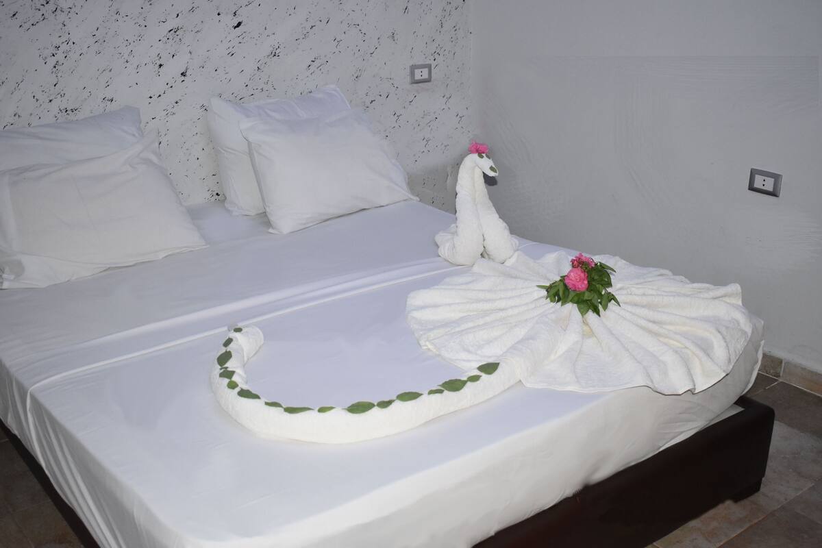 Romantisches Apartment, 1 Queen-Bett und Schlafsofa, Raucher, Strandblick | 1 Schlafzimmer, Bettwäsche aus ägyptischer Baumwolle