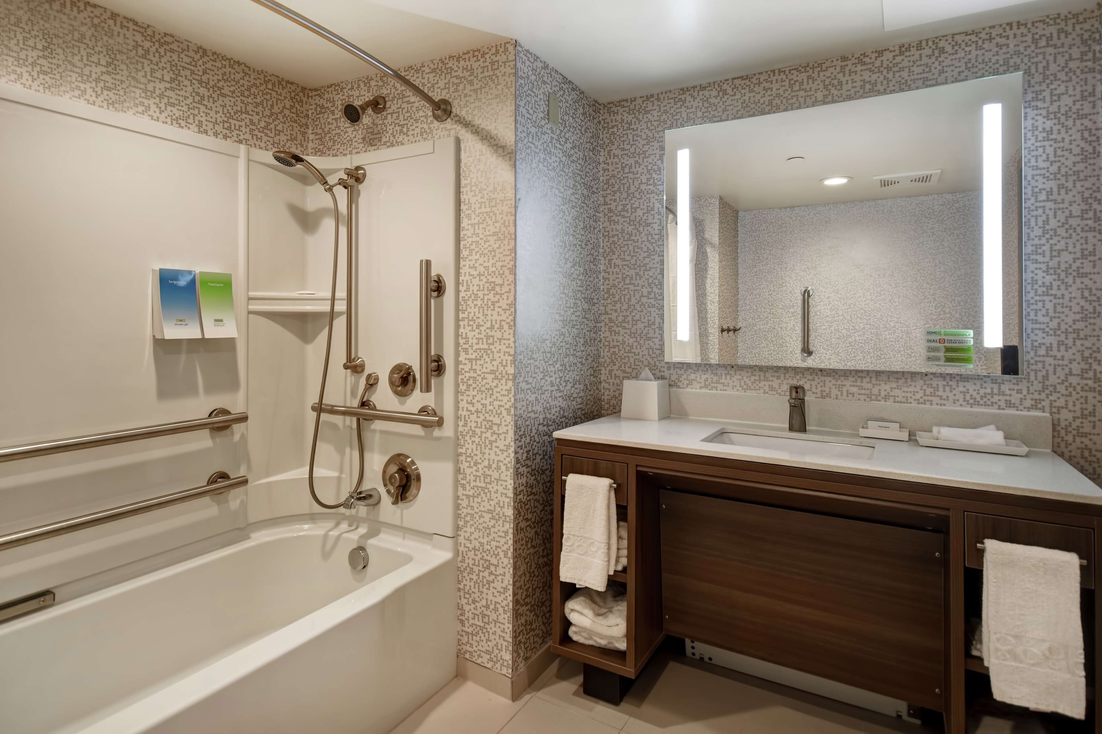 free toiletries, hair dryer, towels