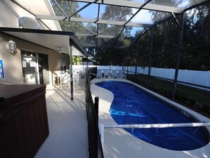 Outdoor pool, pool loungers