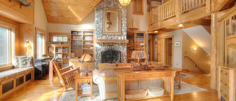 TV, fireplace, video games, DVD player