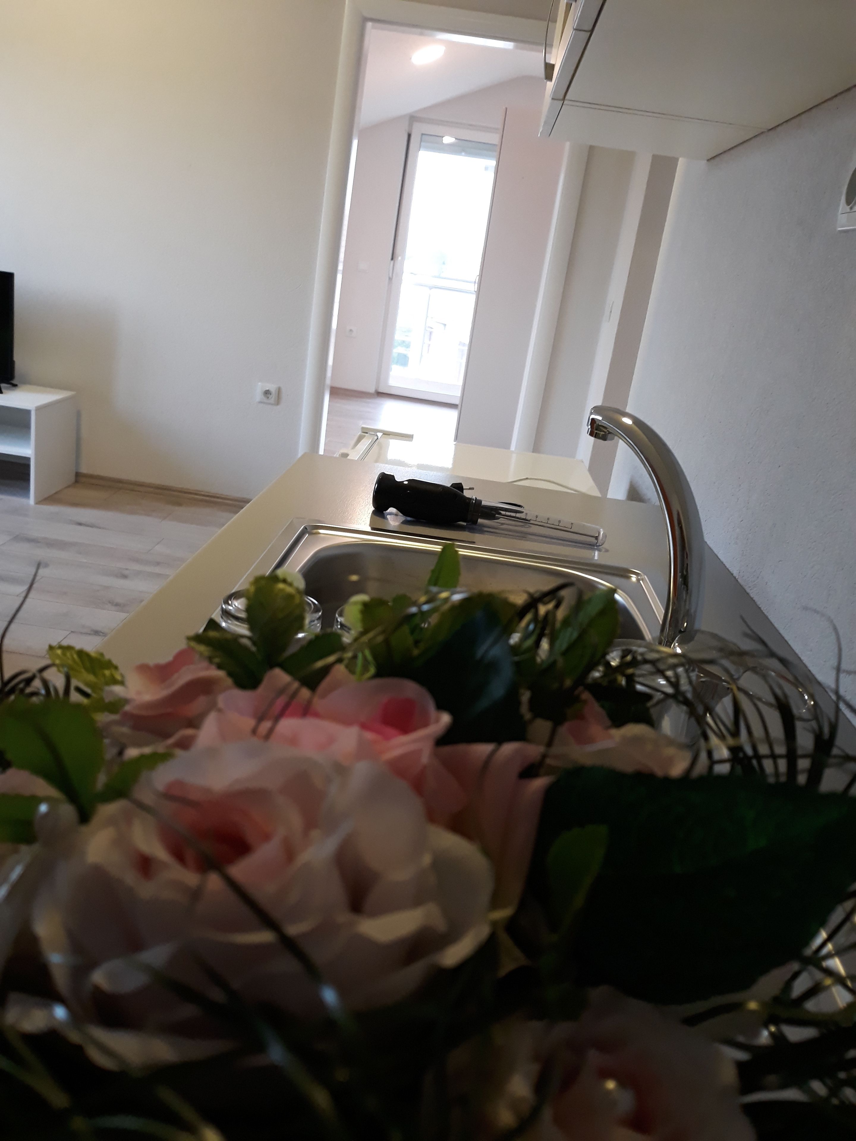 Apartemen Keluarga, balkon (4) | Dapur kecil pribadi | Lemari es besar, kompor, mesin pembuat kopi/teh, dan ketel listrik