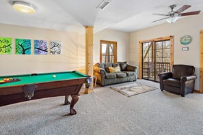 Televisión, chimenea y reproductor de DVD 