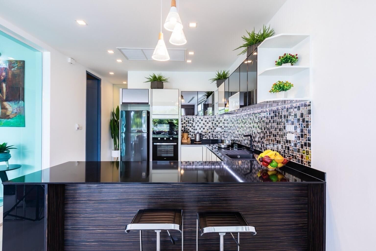 Fridge, microwave, oven, dishwasher