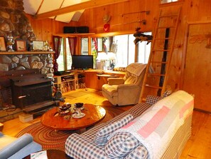 TV, peis, DVD-spiller og bøker