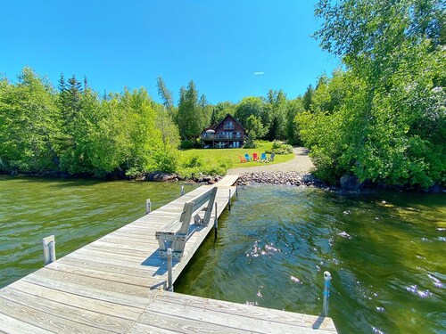 Stone - This Rangeley Lake home has a very level entry to the water with a huge deck!