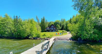 Stone - This Rangeley Lake home has a very level entry to the water with a huge deck!