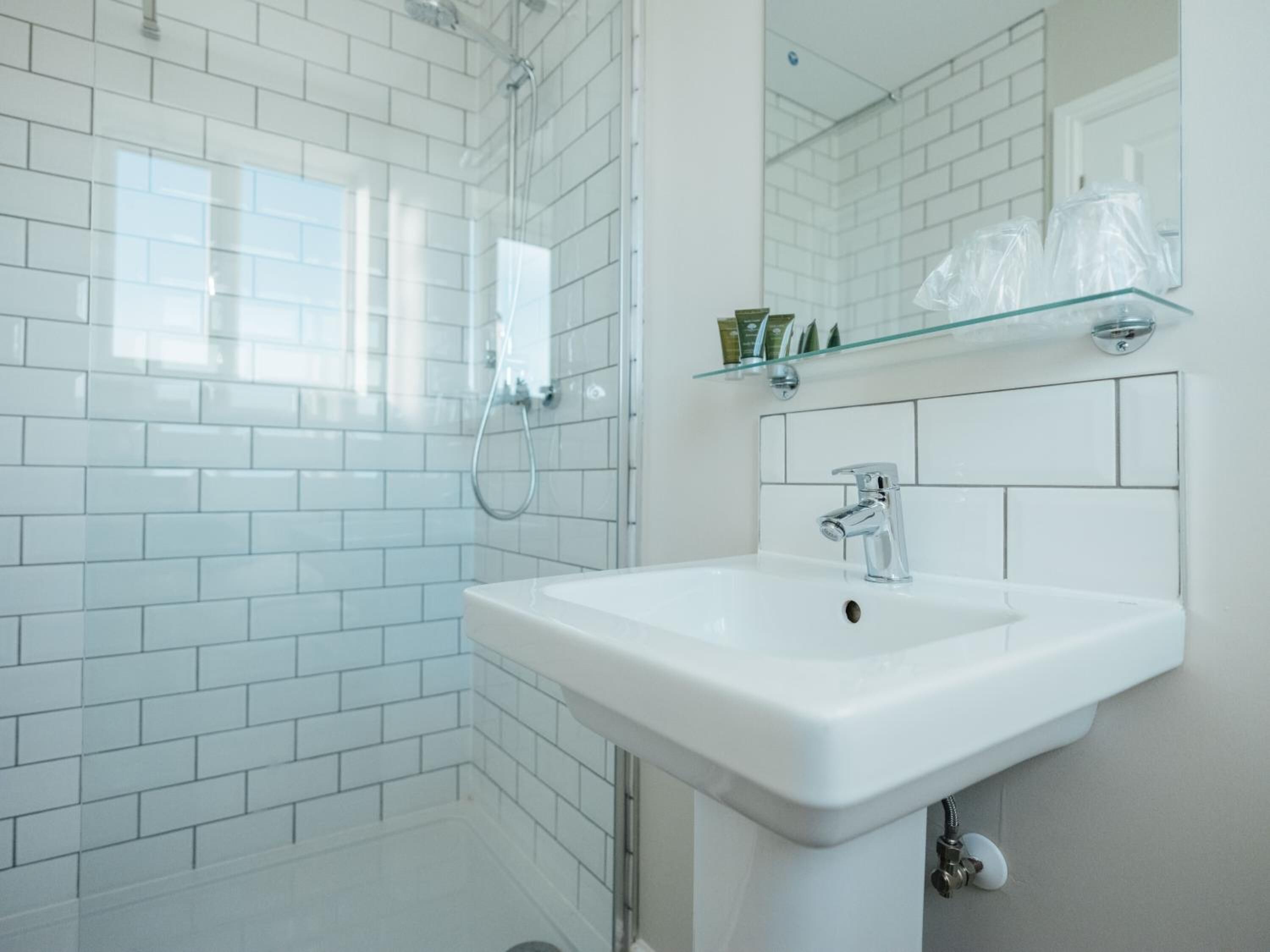 free toiletries, hair dryer, towels