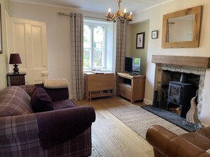 Televisión y chimenea 