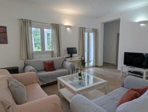Smart-tv, pejs, dvd-afspiller, bordtennisbord
