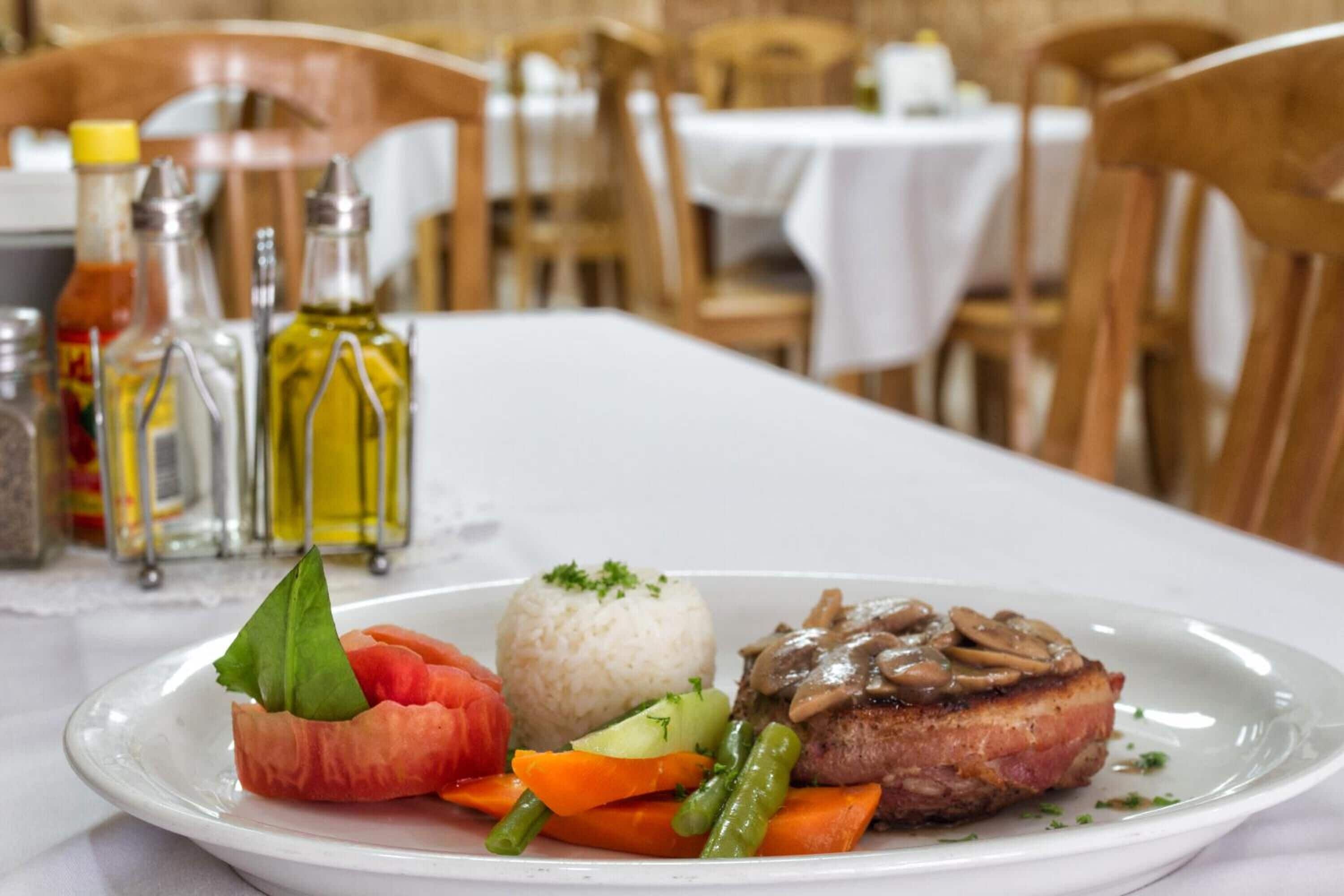 breakfast, lunch and dinner served