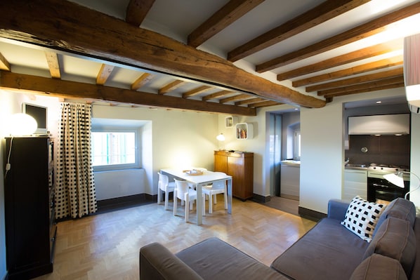 Smart TV, fireplace, DVD player