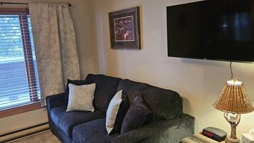 Smart-TV, Kamin, DVD-Player, Bücher