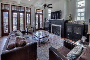 TV, fireplace, DVD player, video library