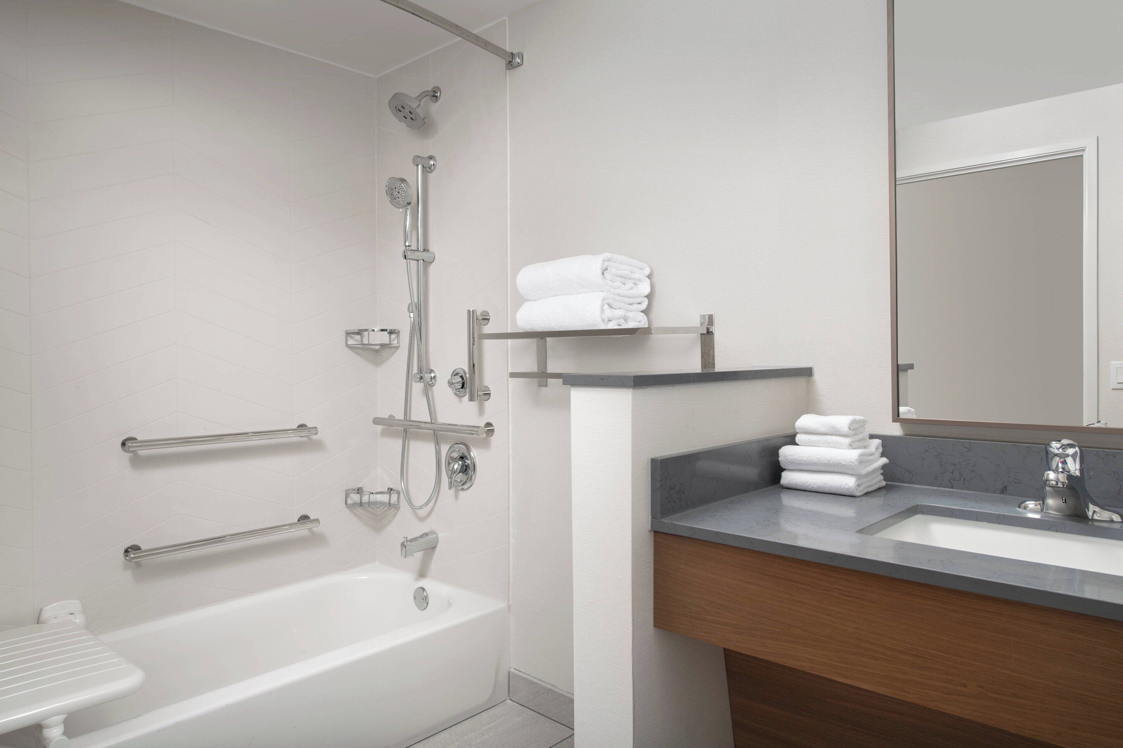 free toiletries, hair dryer, towels