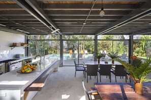 Outdoor dining - Five Bungalows, Swimming Pool and Amenities Amidst a Beachfront Forest. (Playa, Grande)