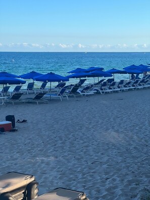 Beach nearby, sun-loungers, beach towels