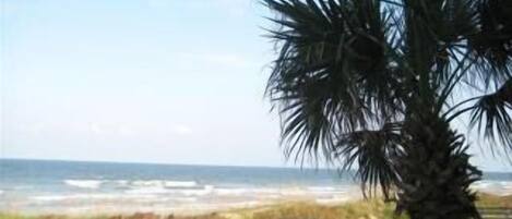 On the beach, sun-loungers, beach towels