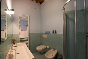 Dusche, Haartrockner, Bidet, Handtücher