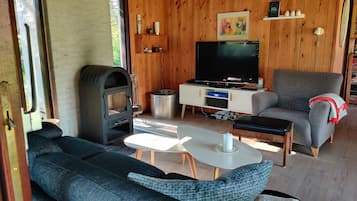 Smart-tv, pejs, dvd-afspiller, bøger