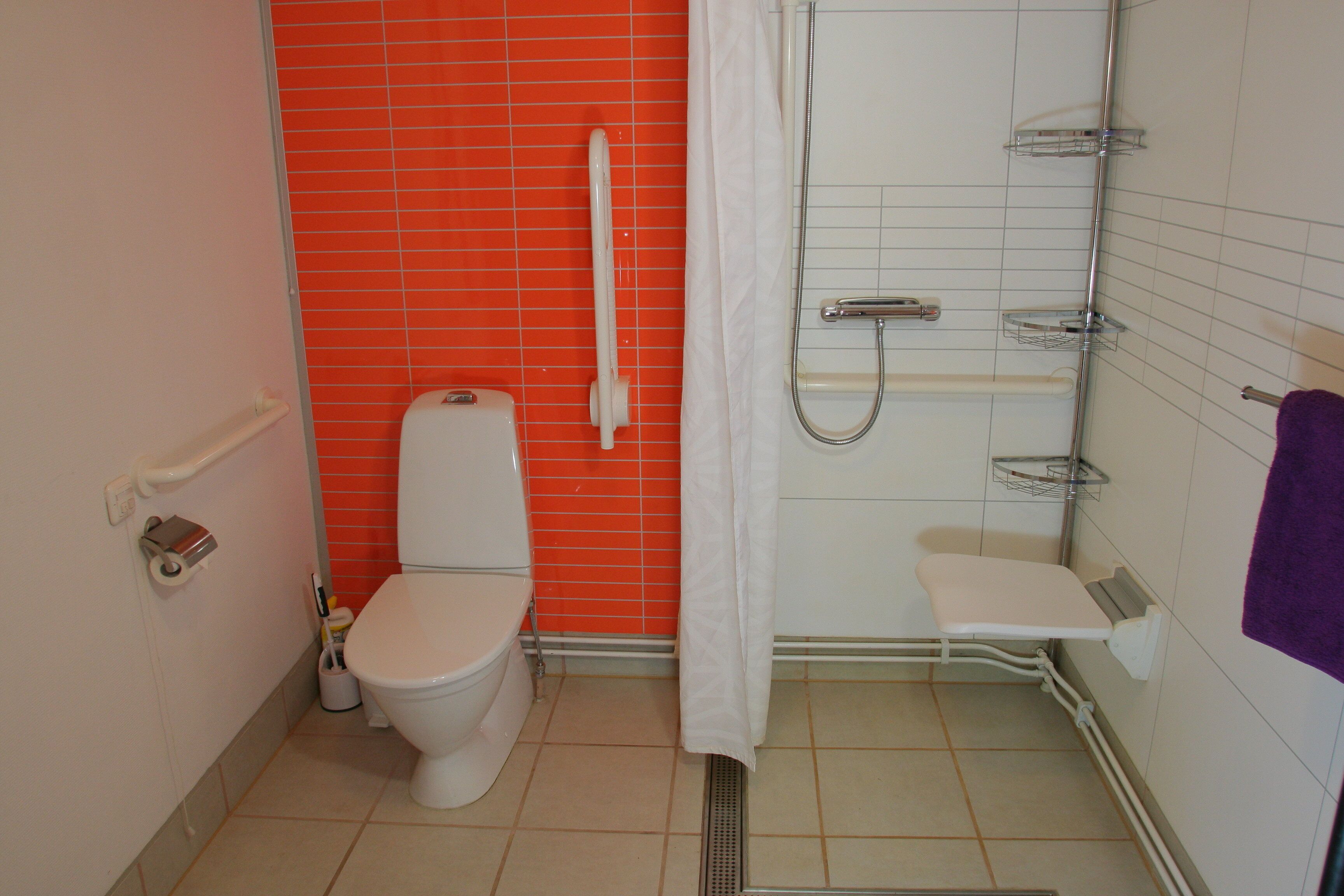 Combined shower/tub, hair dryer, towels, soap