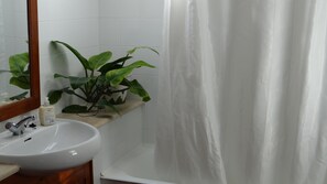 Chuveiro/banheira combinados, secador de cabelo, bidê, toalhas de banho