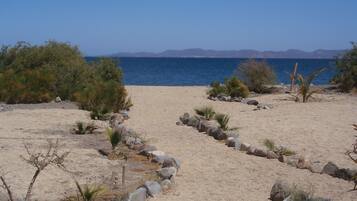 On the beach, beach towels