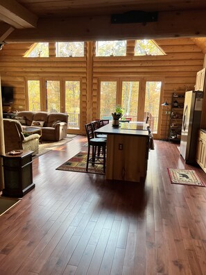 Smart TV, fireplace, DVD player, books