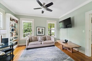 Télévision, cheminée, espaces bureaux