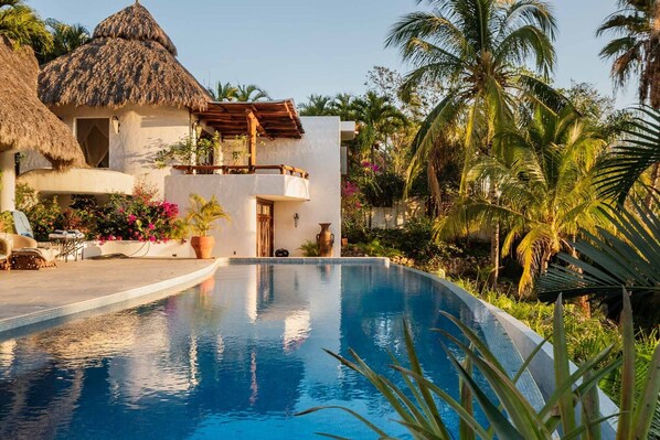 An infinity pool, a heated pool