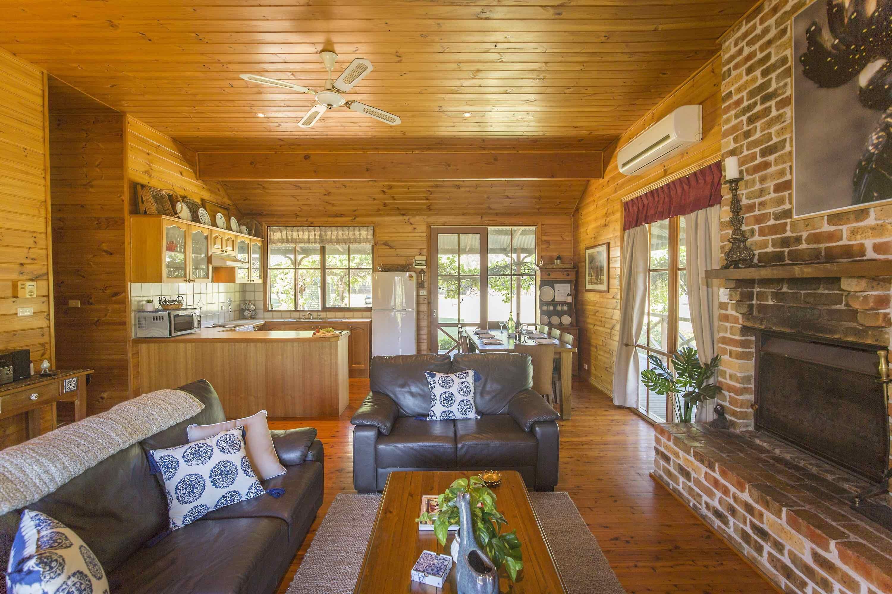 TV, fireplace, books