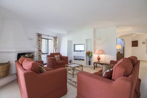 TV, fireplace