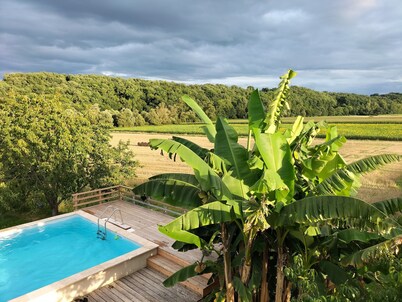 Gite for 5-8 people, swimming pool, absolute calm, panorama on the Pyrenees.