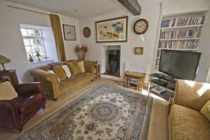 TV, fireplace, DVD player, books - Duck Cottage, a pet-friendly home-from-home, minutes from the coast (Kilrenny)