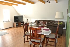 Smart-TV, Kamin, DVD-Player, BĂŒcher