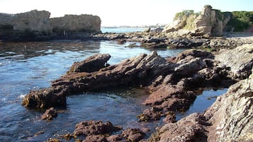 Chaises longues, serviettes de plage