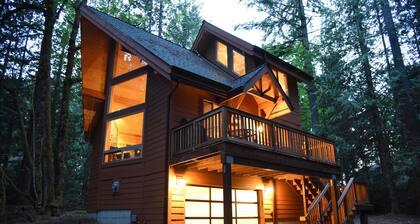 Romantic island retreat surrounded by majestic trees