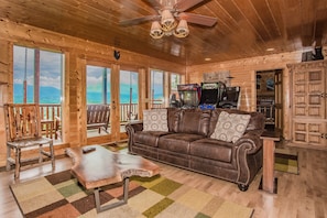 TV, fireplace, video games