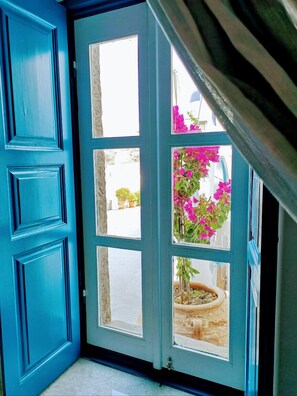 Family House, 1 Double Bed with Sofa bed, Kitchen, Courtyard View | View from room - Santorini Caves (Santorini)