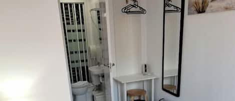 1 bedroom, desk, blackout curtains, iron/ironing board