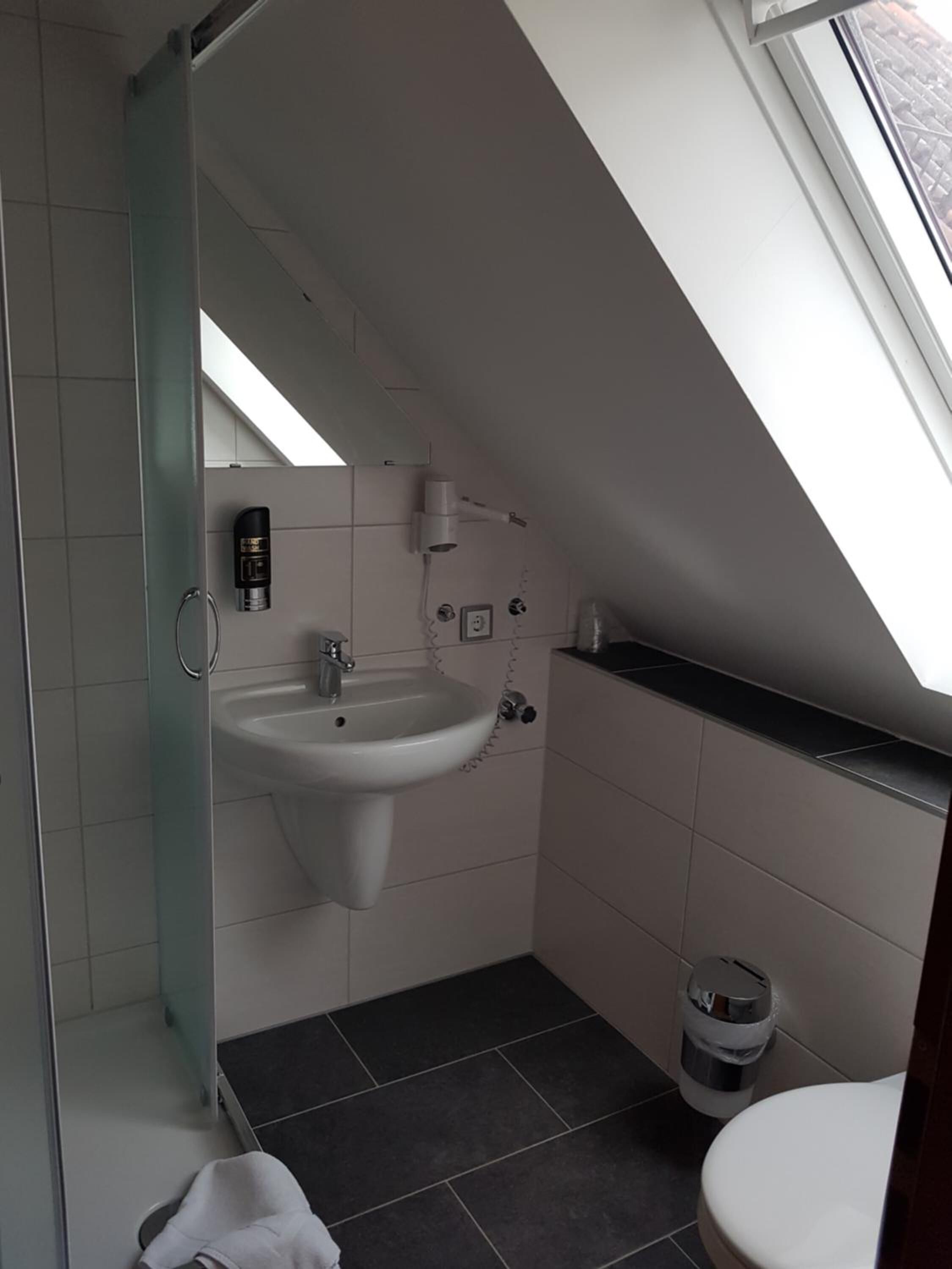 free toiletries, hair dryer, towels