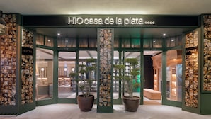 The entrance of HIO casa de la plata with a stone facade and potted plants. - H10 Casa de la Plata (Seville)