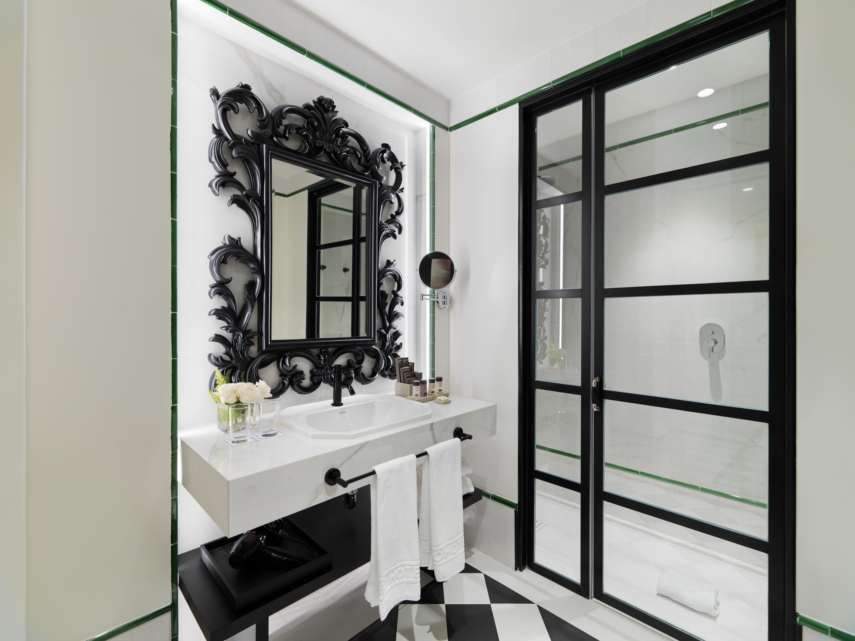 eco-friendly toiletries, hair dryer, bathrobes, slippers