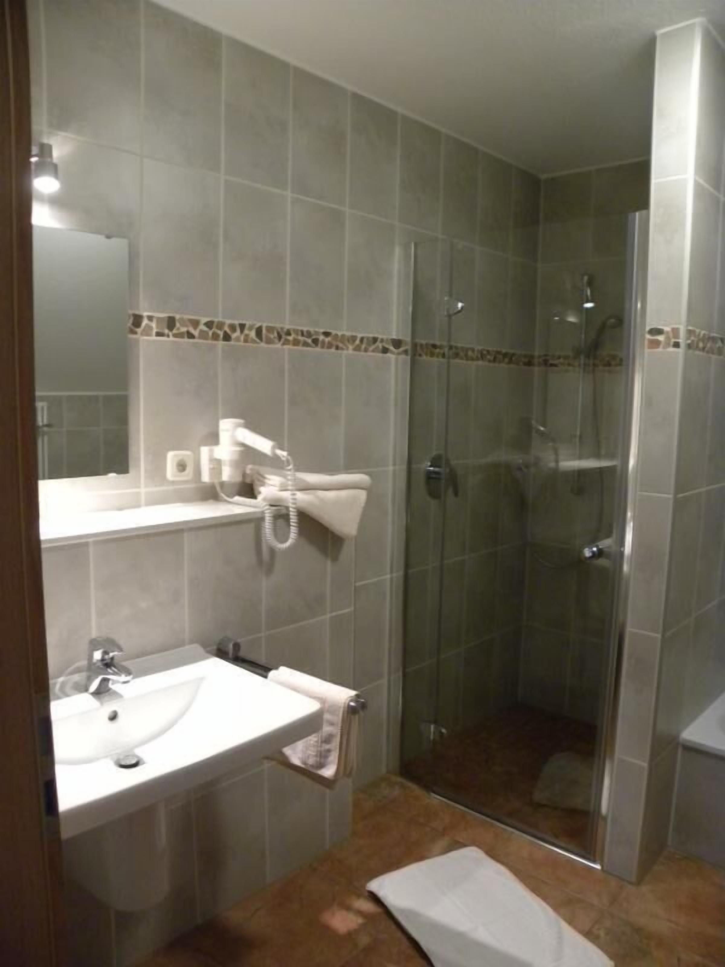 free toiletries, hair dryer, towels