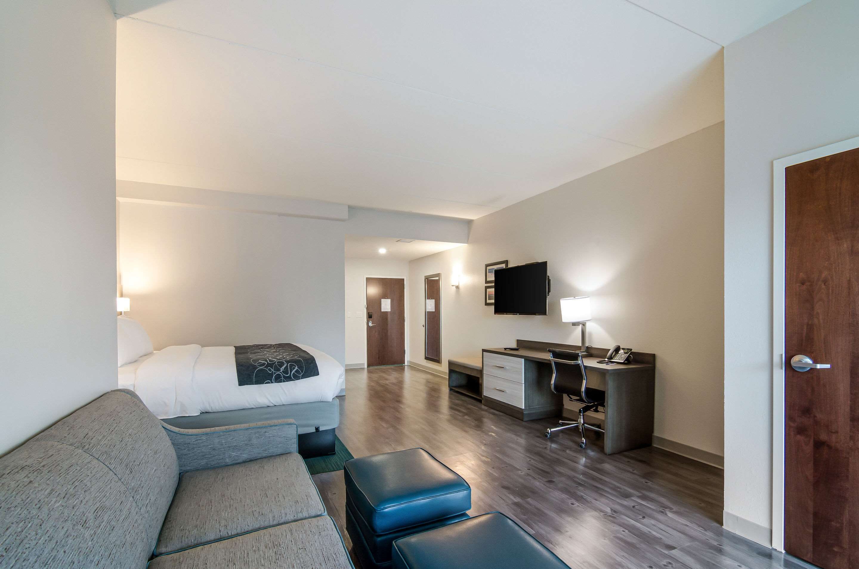 desk, laptop workspace, blackout curtains, soundproofing