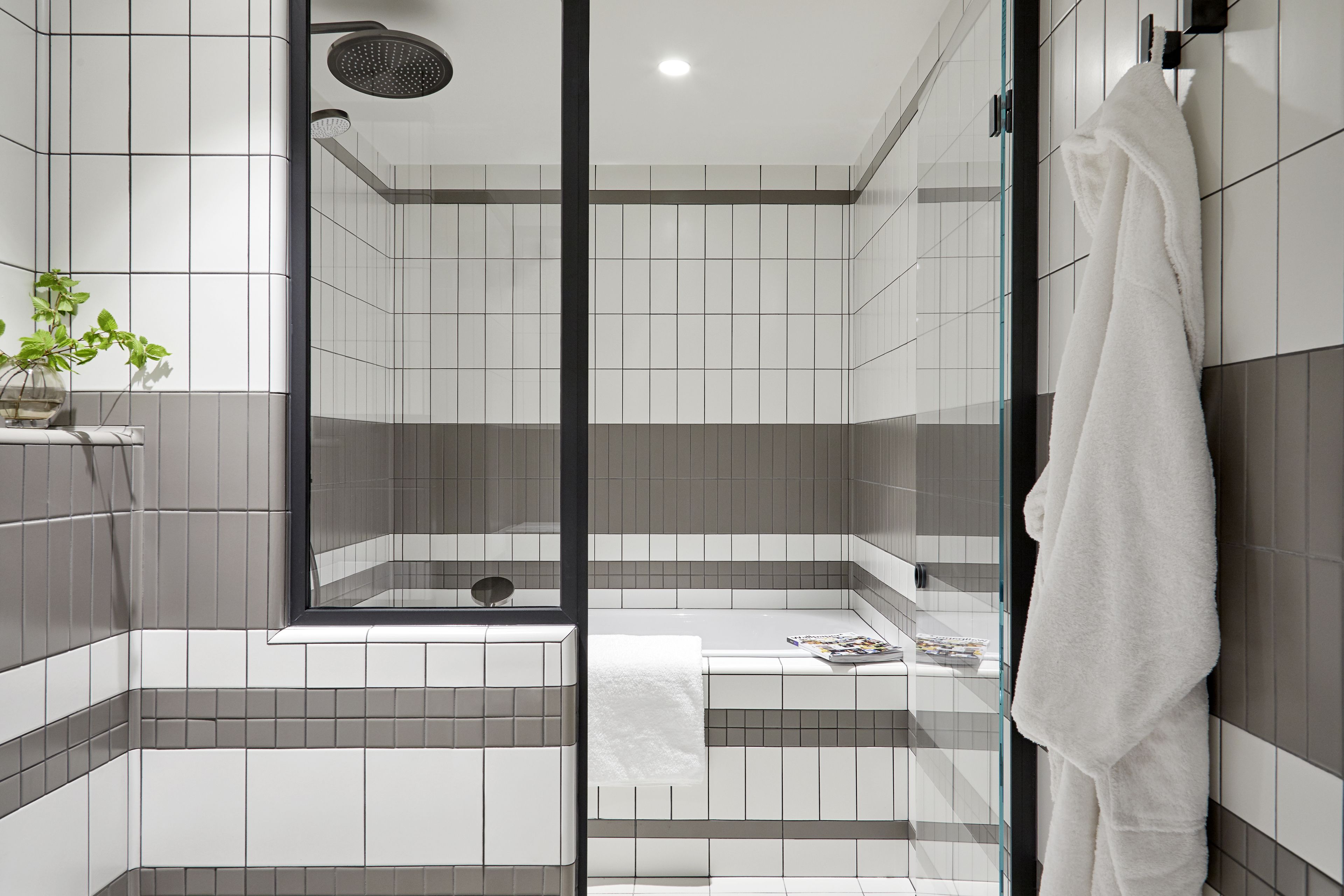 premium double room, bathtub, corner | bathroom | shower, eco-friendly toiletries, hair dryer, slippers