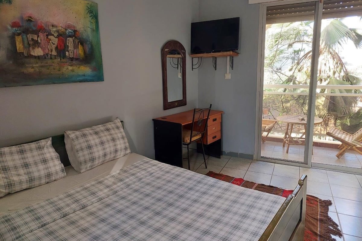 1 bedroom, laptop workspace, blackout curtains, iron/ironing board