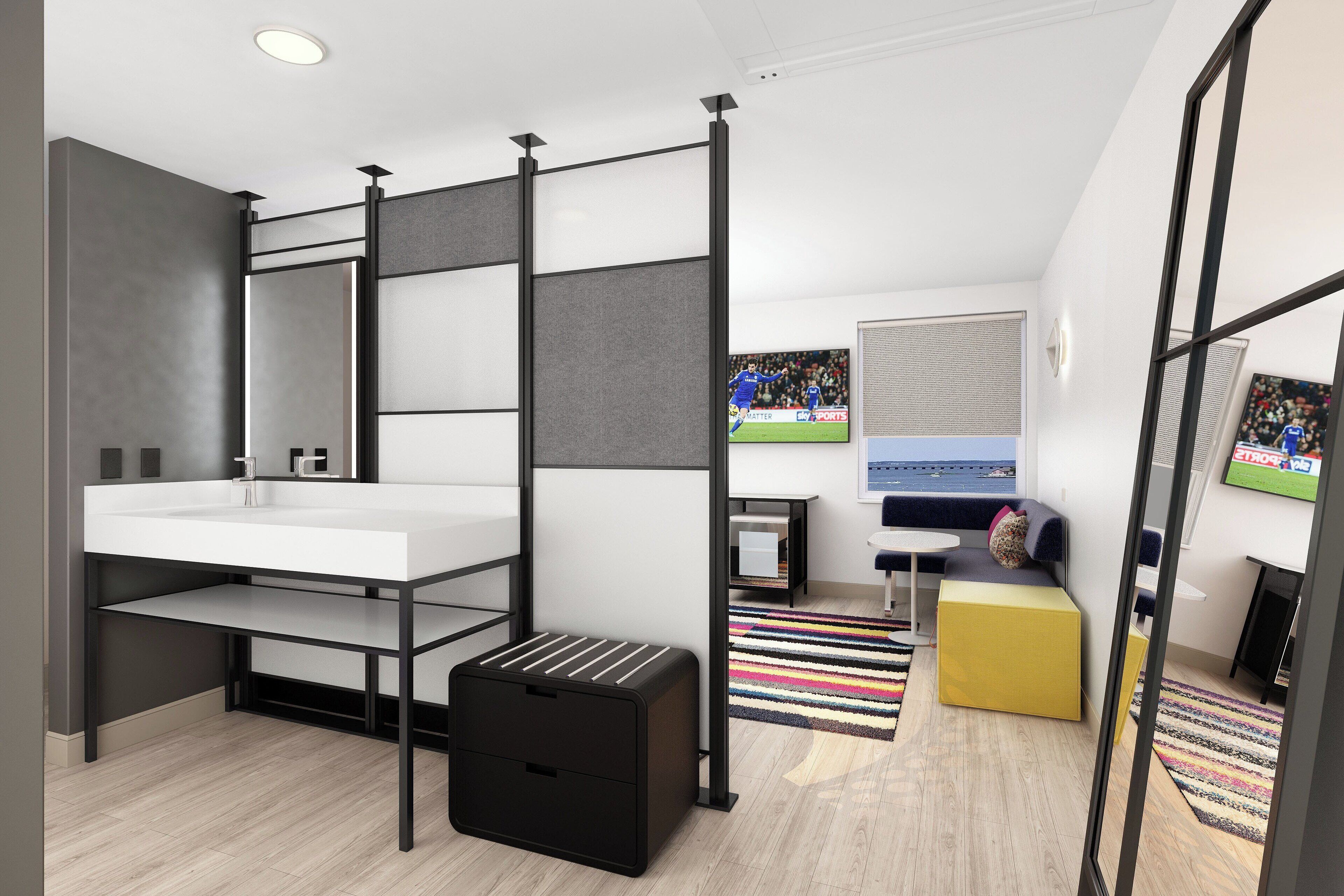 hypo-allergenic bedding, in-room safe, blackout curtains